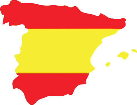 Map of spain with national flag colors