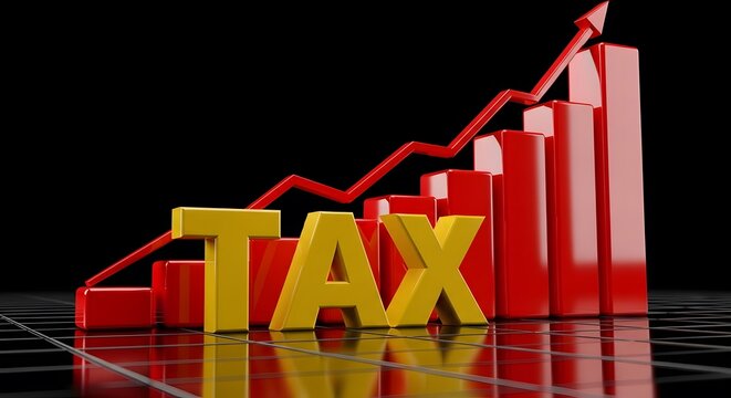 Tax increase concept rising taxes and financial growth chart
