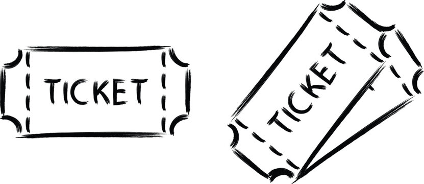 Vintage ticket stub vector set with retro doodle style. Hand-drawn admission tickets isolated on white background. Perfect for events, cinema, and entertainment design projects.



