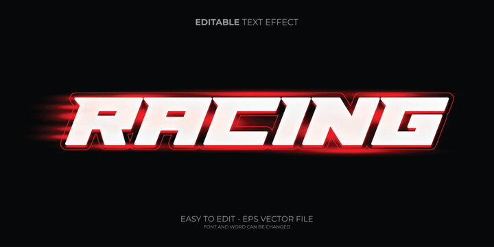 Racing 3d text editable text effect, Sport automotive text style