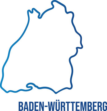 Baden-W&uuml;rttemberg state Simplified Map Outline,Germany, Minimal Blue Gradient Vector, Isolated on Transparent Background