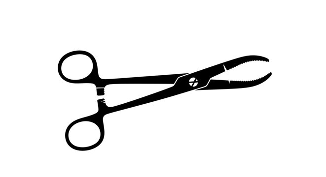 Surgical forceps silhouette on a white background
