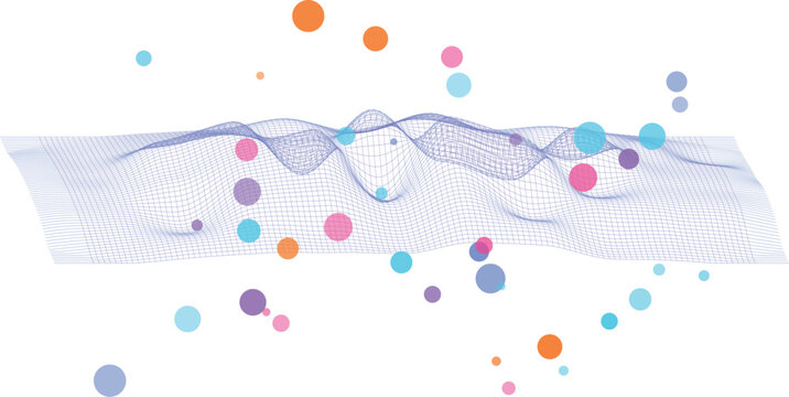 
Colorful Data Visualization Abstract Wave Network, Digital Technology Dots Connection Background