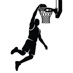 Basketball player dunking in mid-air on white background © Naymurrahman