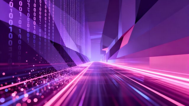 Abstract digital corridor with binary code