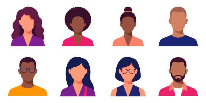 Diverse people avatar collection for social media profiles | Cute cartoon modern simple design | Beautiful colorful template in flat vector style