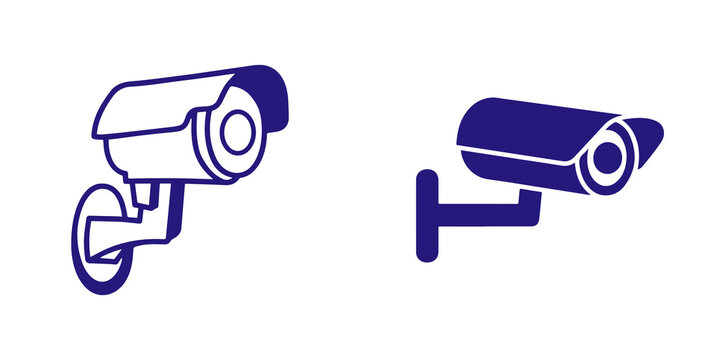 Security Camera Icons, Surveillance System Symbols isolated on transparent background