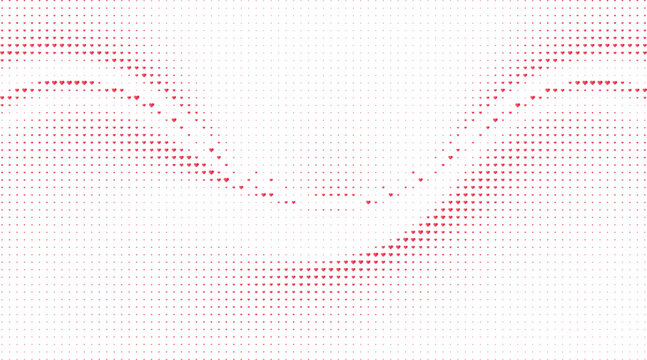 Red Heart Wave Pattern White Background, Flowing Red Hearts Abstract Background