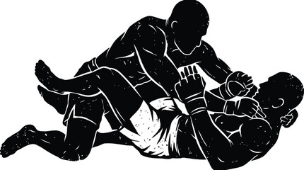 Naklejka premium Dynamic wrestling grapple silhouette vector graphics with intense combat action and athletic struggle isolated on white background