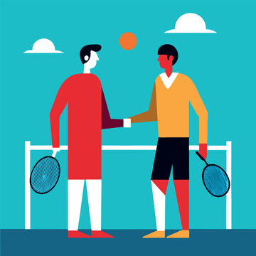 Two-men possibly-of-European-descent shake-hands. 