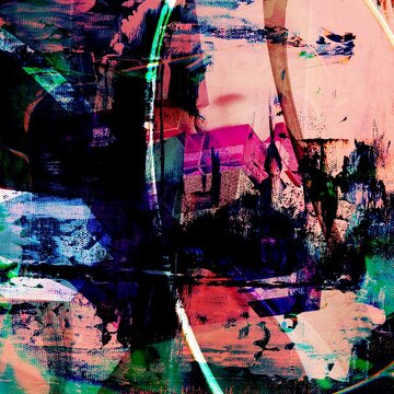 Vibrant neon pink and midnight blue grunge textured digital art