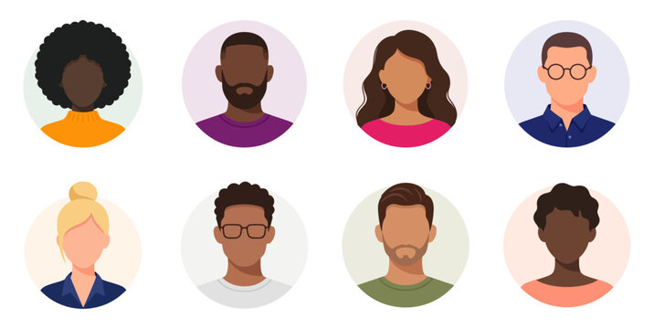 Diverse people avatar collection representing multiethnic community users | Modern cartoon simple design | Flat style colorful vector illustration