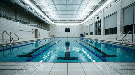 Fototapeta premium Modern Indoor Swimming Pool Facility Empty View