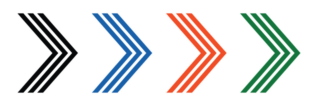 Colorful arrow icon set for bullet points, navigation, and direction symbols in modern vector design.