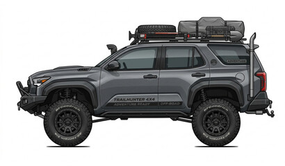 Realistic off-road SUV car side view rugged 4x4 sport utility vehicle vector illustration isolated design © MDSAKIB