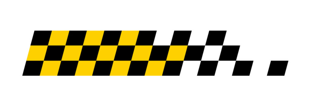 Checkered yellow black banner design for racing events. Vector Illustration.