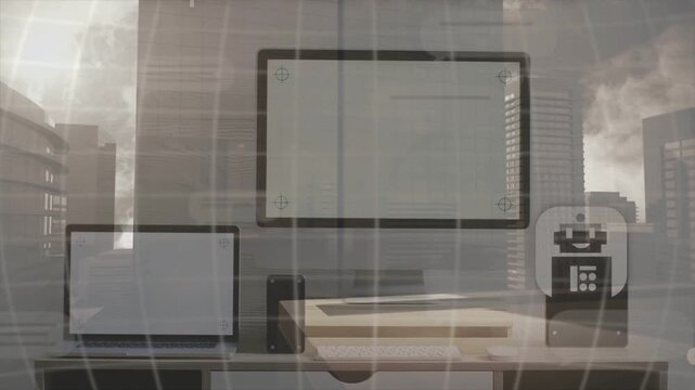 User prompt appearing triggers display brightening, text fading and robot explaining chat bots