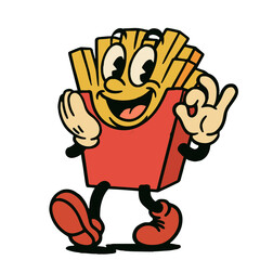 Happy cartoon french fries character illustration t-shirt design © Vexels