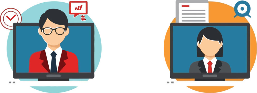 Online Meeting Business Avatar Icon Set Vector Illustration