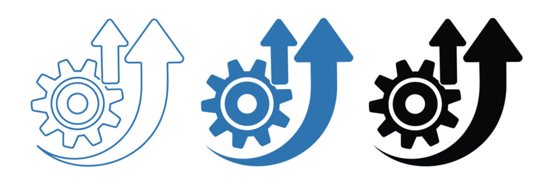 Business process improvement vector icon collection featuring workflow optimization and productivity growth symbols.