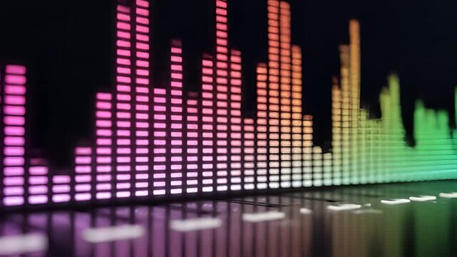 Dynamic Audio Visualizer with Colorful Sound Waves and Reflections.
