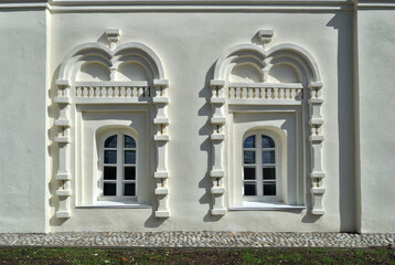Ancient windows in the buildings of Treasury of St.Anthony monastery in Veliky Novgorod, Russia © syntheticmessiah