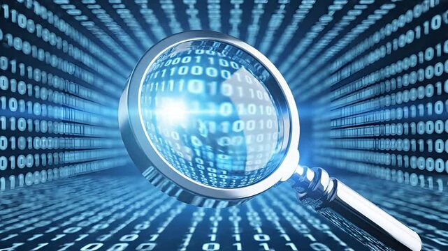 Magnifying Glass Over Binary Code Data Analysis.