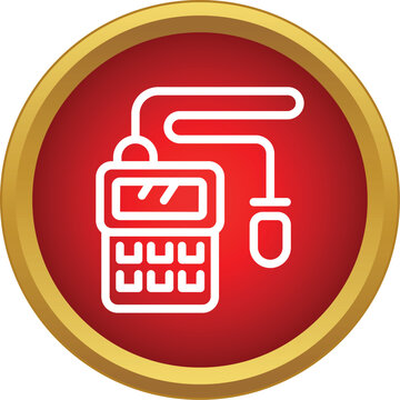 Geiger counter measuring radiation icon in a red circle, symbolizing safety and detection