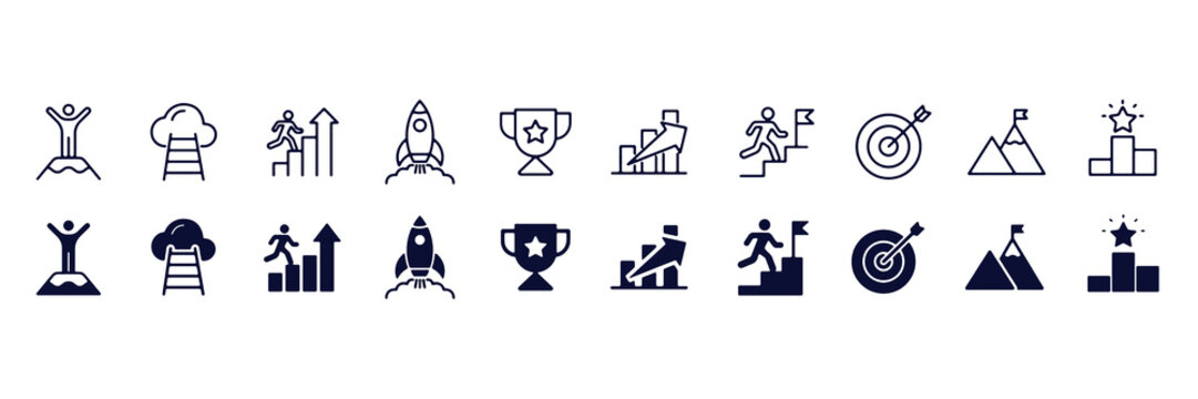 Motivation icon set. Personal growth and achievement symbol. Vector illustration.