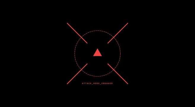 Digital attack mode engaged hud overlay for sci-fi gaming interfaces animation