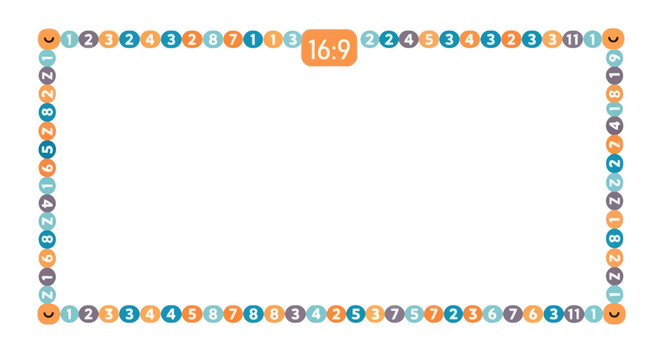 Colorful Number Border Frame with 16:9 Aspect Ratio Icon