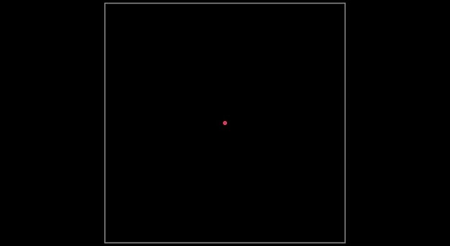 Digital camera viewfinder overlay with red focus ring and center marker animation