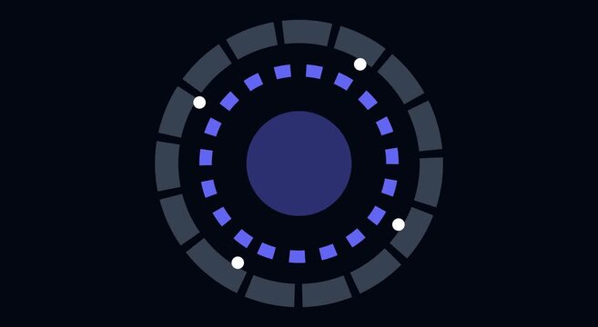 Digital circular loading interface animation with rotating data animation