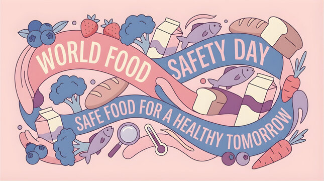 World Food Safety Day Editorial Illustration With Various Foods Theme