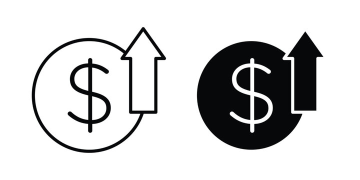 Cost increase icon or symbol for web and mobile