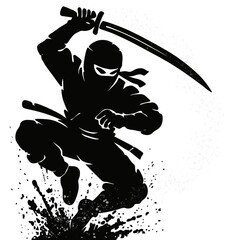 Action Ninja Shinobi Stencil Silhouette © Sena