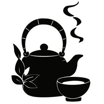 Japanese Tea Set Teapot and Cup Stencil