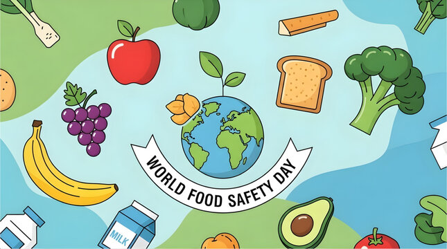 World Food Safety Day Flat Vector Illustration With Various Foods