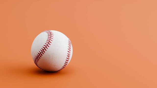 Baseball Ball Rolling Slowly from Left to Right and from Right to Left on Brown Background with Copy Space, Seamless Loop 3D Animation