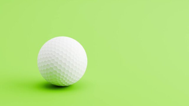 Golf Ball Rolling Slowly from Left to Right and from Right to Left on Green Background with Copy Space, Seamless Loop 3D Animation