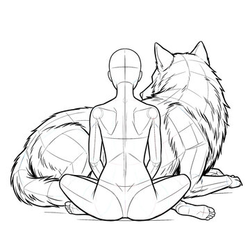 Rider on Ground Lying Wolf Back View