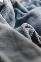 Fototapeta premium Creative fuzzy fabric textures in blue tones, suitable as abstract banner backgrounds and textile texture design.