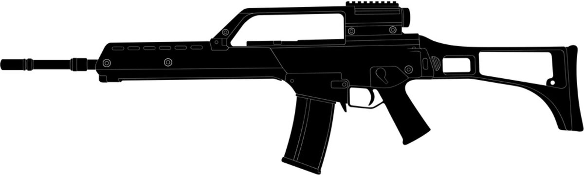 G36 Assault Rifle Silhouette Vector Illustration