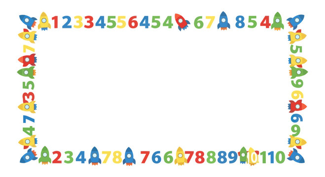 Colorful Rocket and Number Border Frame - Space Education Theme