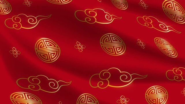 Luxury chinese red and gold silk pattern background motion graphic