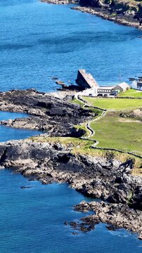 Vertical aerial view of Portnoo in County Donegal, Ireland