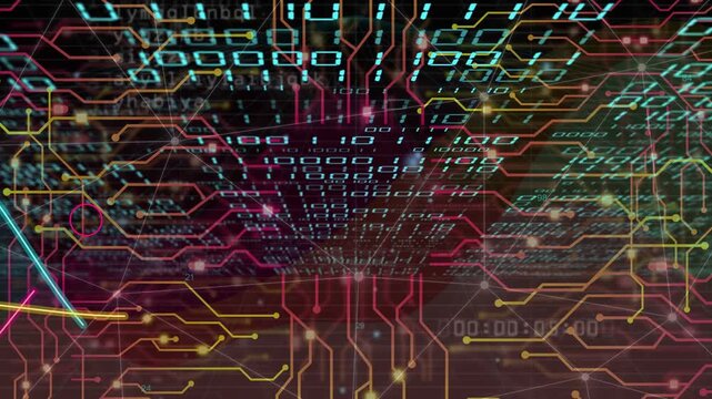 Traces activating, central matrix brightening, three waves rising, showing encryption flow