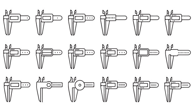 Technical Measuring Tool Icons for Industrial Workshop and Engineering Use