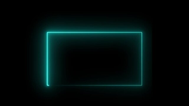 Neon rectangular frame technology glowing red border animation with minimal digital display interface and futuristic screen layout on black background. Motion graphics of frame concept