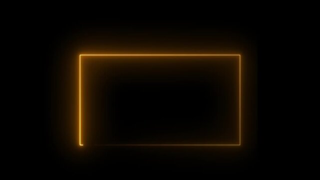 Neon rectangular frame technology glowing red border animation with minimal digital display interface and futuristic screen layout on black background. Motion graphics of frame concept